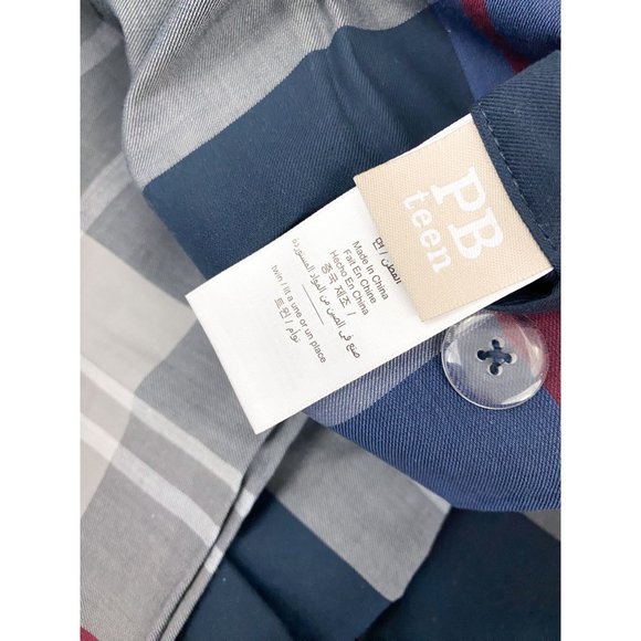 Pottery Barn Teen Walker Plaid Duvet Twin / Twin XL Red Blue Gray White NEW - Picture 3 of 3